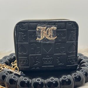 Juicy Couture liquorice pretty pop small za with back id organizer wallet